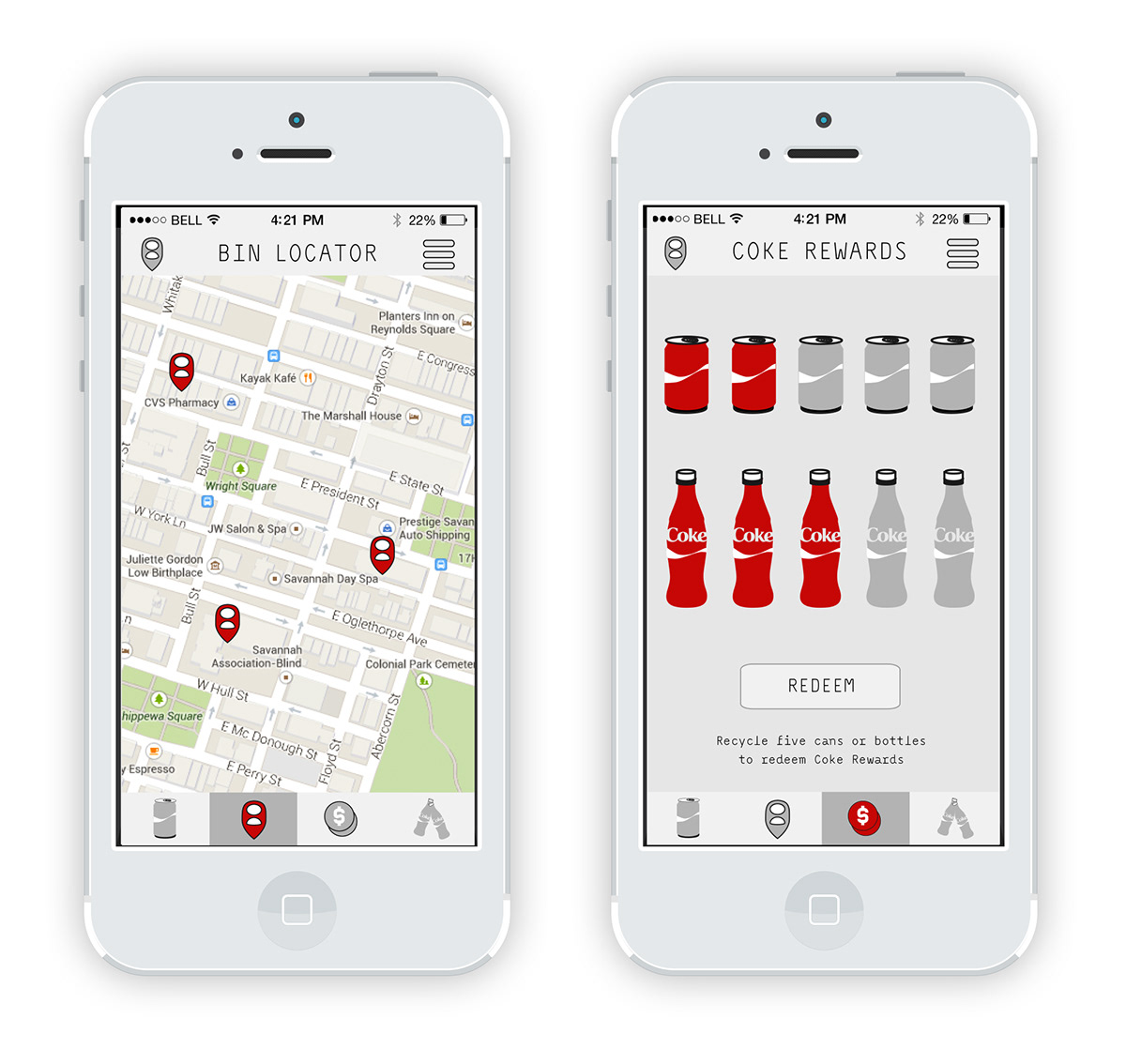 Coca-Cola recycle coke can bottle vending reduce reuse app application