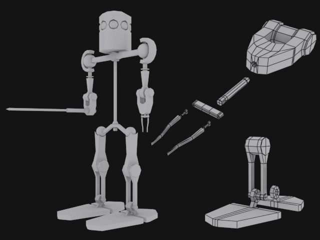 3D model animation  mech rigging robots