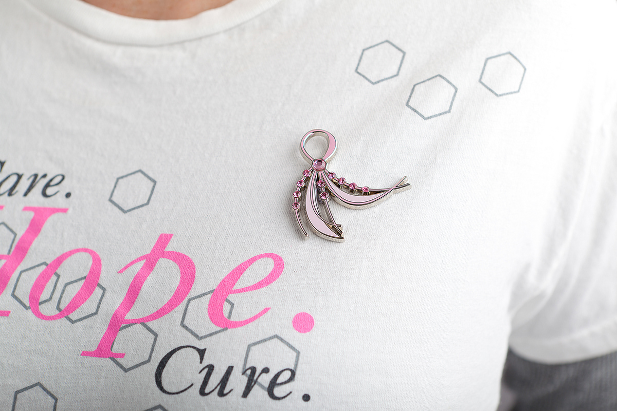 breast cancer edith sanford health care logo apparel jewelry pin