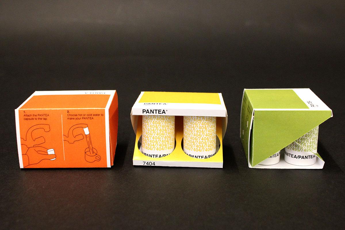 pantone tea capsule invention product color package new pantea