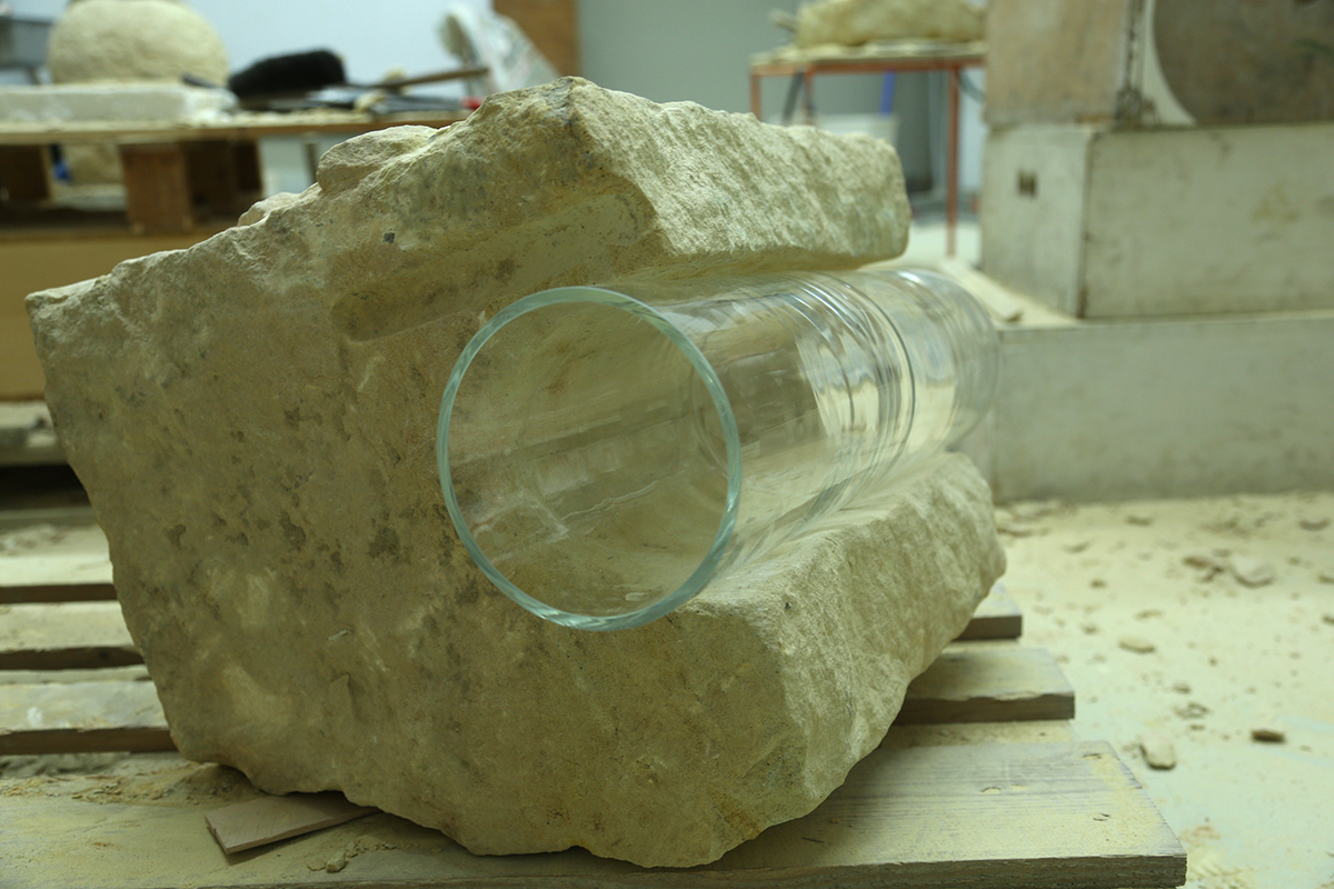 silicon glass rock sandstone combined technique cylinder conceptual