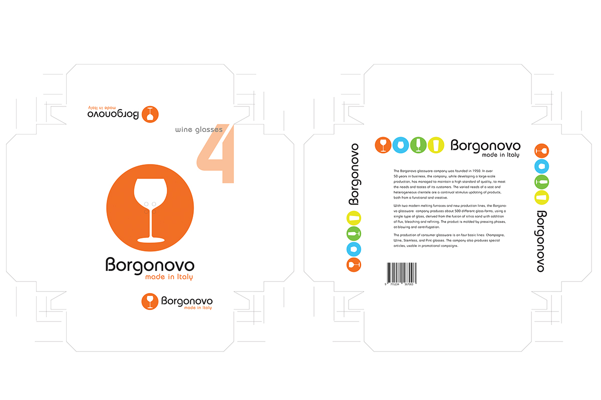 borgonovo Glassware Packaging glassware systems design systems simplicity prototype consumer packaging