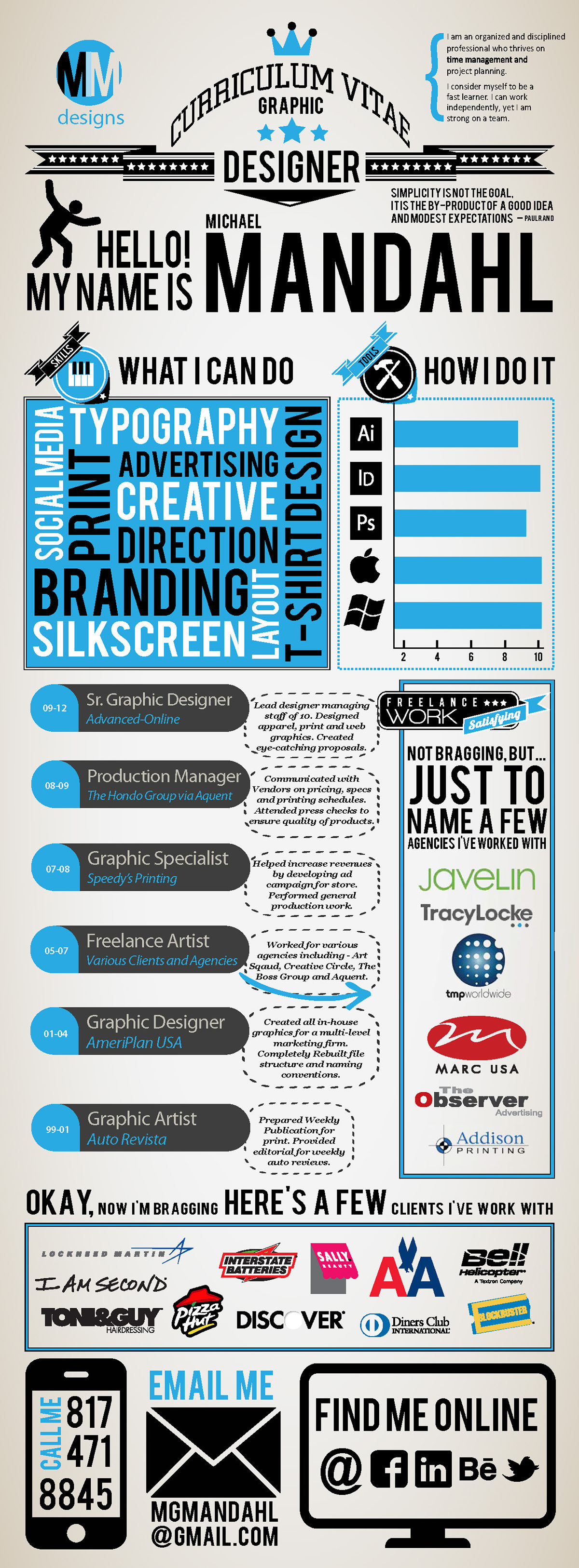 Resume infographic print Retro blue