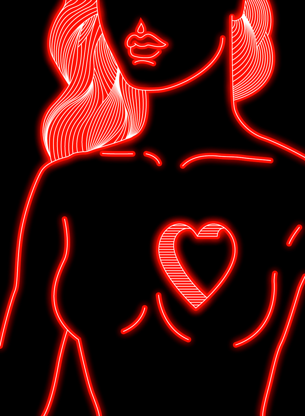 valentine neon line Love lonely heart woman Patrycja Krawczyk gif loop glow red line omg patrycja patrycja Hot