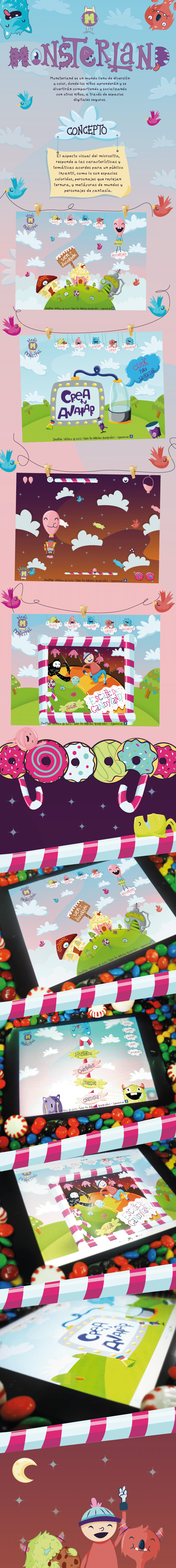 monsters child Candy colorfull game app microsite