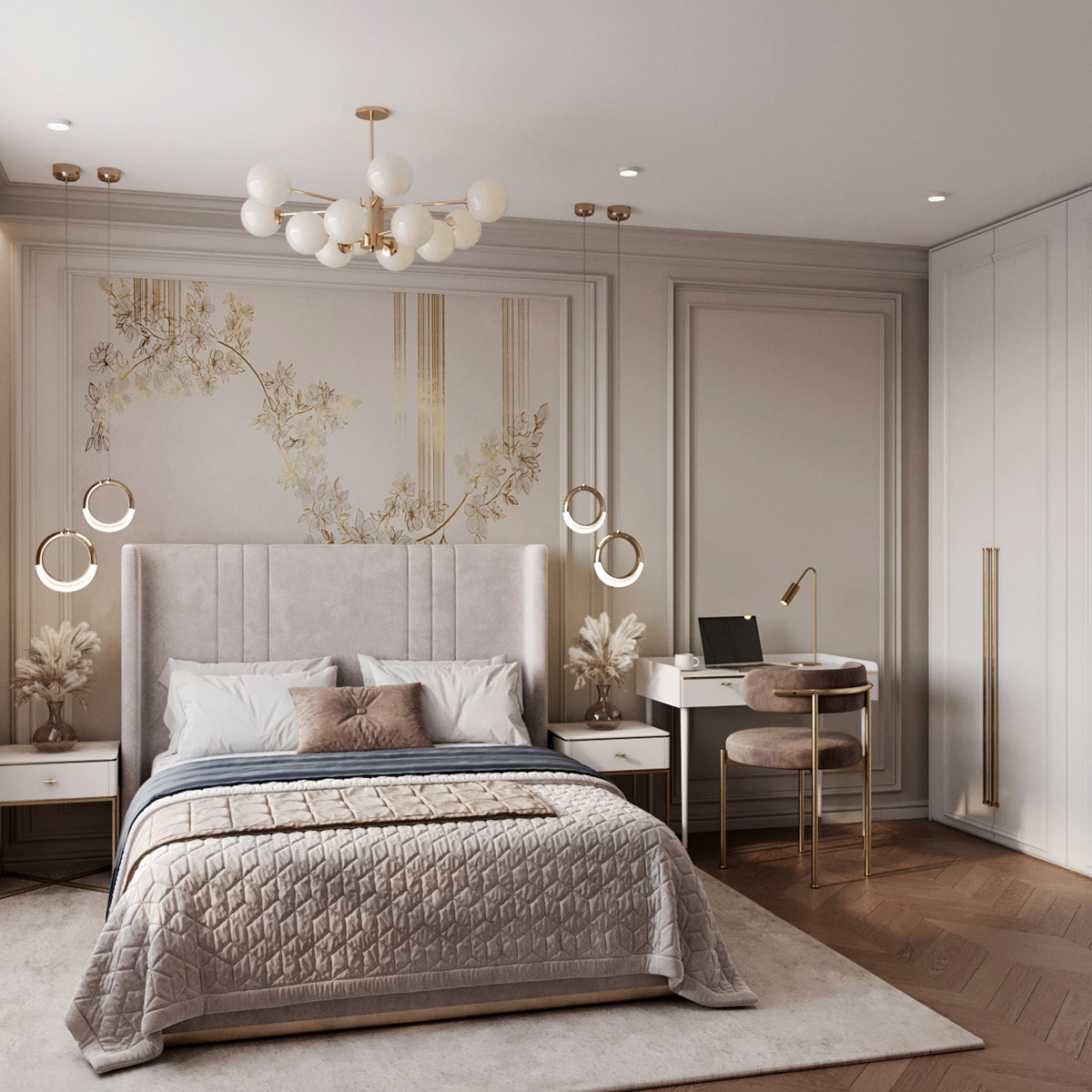 визуализация дизайн интерьера interior design  3ds max visualization CoronaRender  спальня Визуализация интерьера
