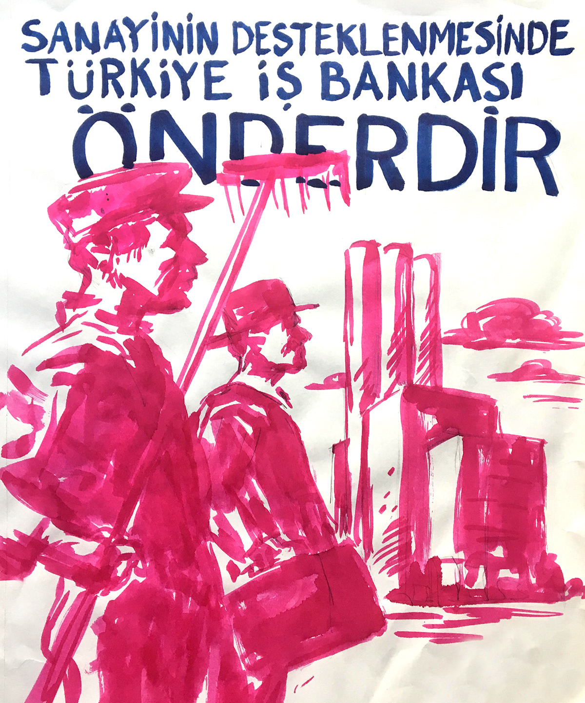 iş bankası 94 yıl Illustation poster watercolor