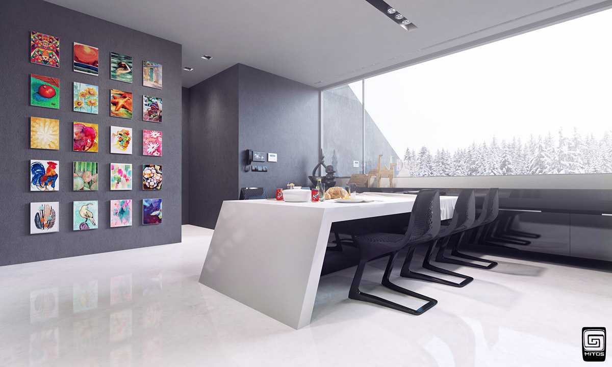 kitchen modern Interior design 3D angle spain