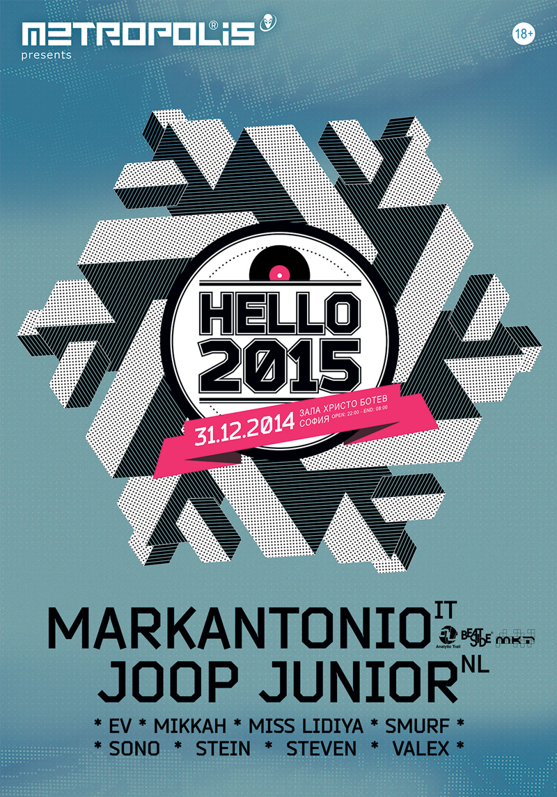 metropolis Hello 2015 dj new year`s eve party Insomnia future heroes party poster Nye techno party TECHNO MUSIC