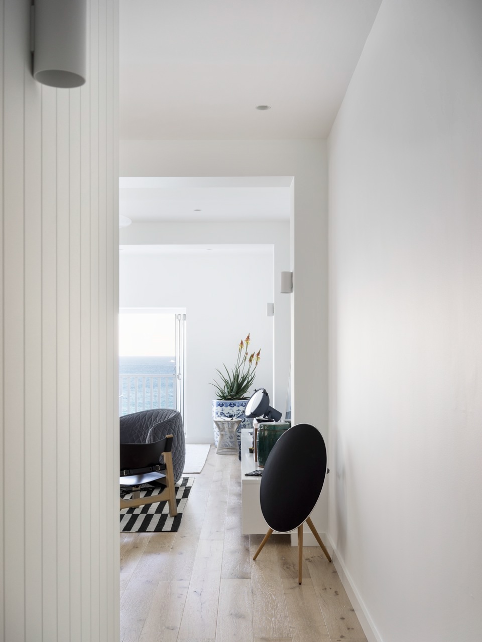 Home Layout beach home sydney Monochromatic eastern suburbs leila jeffreys timber panelling bedroom design white timber panelling Residential Design