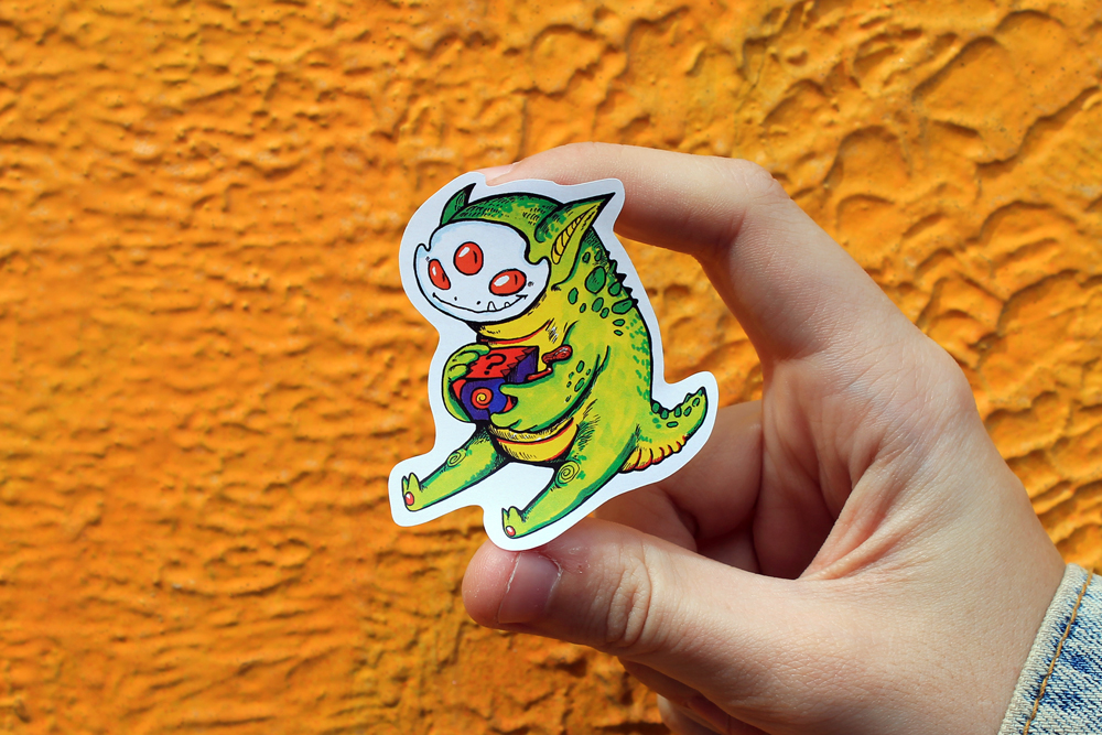 Character sticker monster creature print cartoon Copic ink sketch