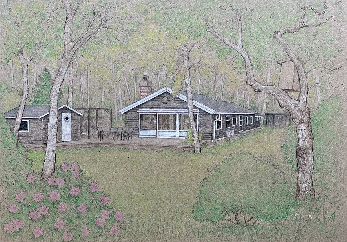 architecture artwork Drawing  forest grass house Nature painting   summerhouse Tree 