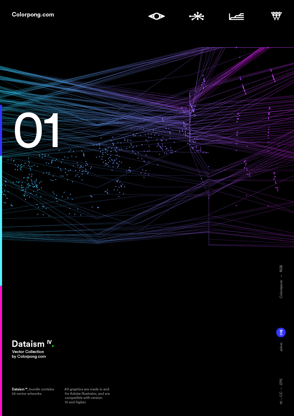 Data data visualisation datavis dataviz branding  particles lines modern gradient graph