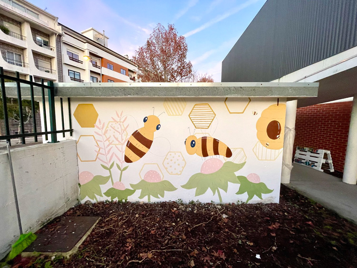 Mural Murals mural art wall painting garden school bees yellow