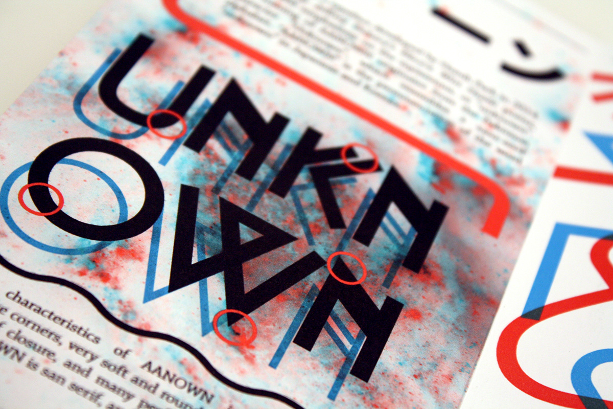 type specimen print brochure pamphlet 3D unknown trippy sans serif clean