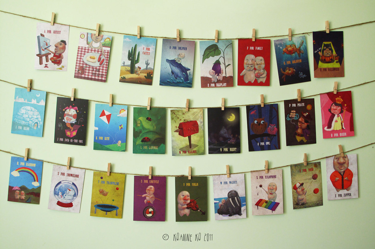 Alphabet Cards alphabets original character a to z Koanne Ko Hong Kong Illustrator children's illustration