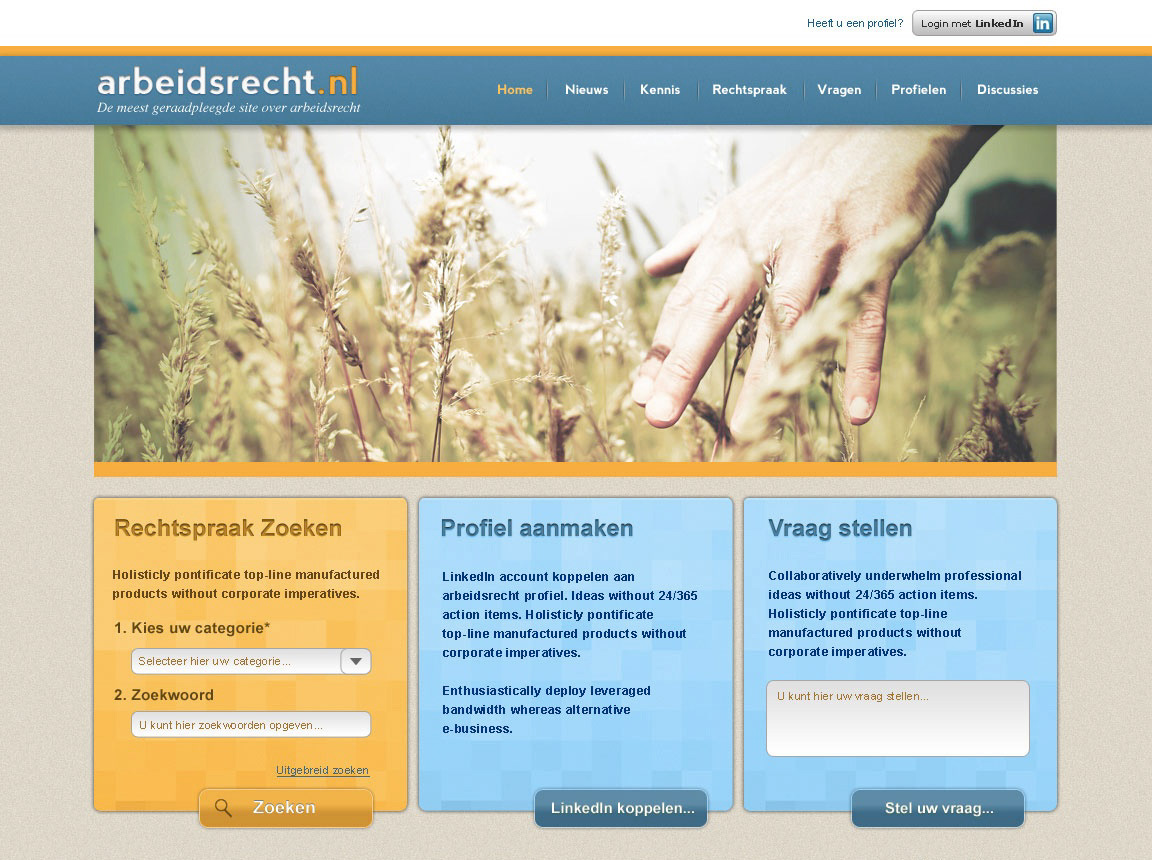 Arbeidsrecht Call-to-actions Functionality clean detailed subtle web2.0 Wordpres 960gs 960 Grid orange yellow blue beige