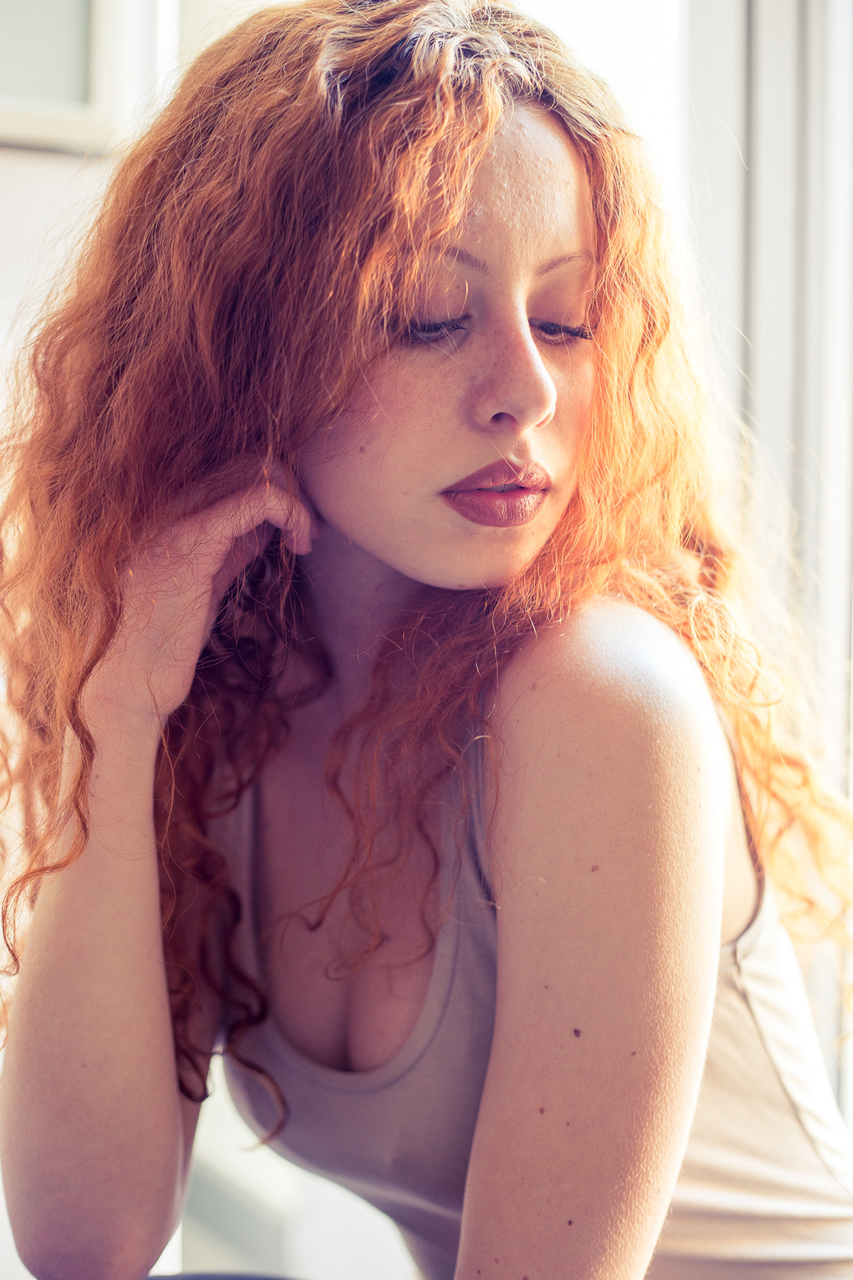 redhead beauty woman light Ambient model soft freckles orange natural photo hair photoshoot
