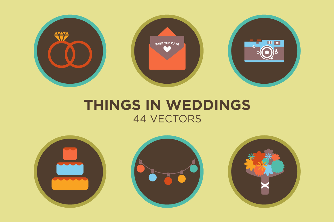icons vectors wedding vectors Weddings Wedding Invites cute bright
