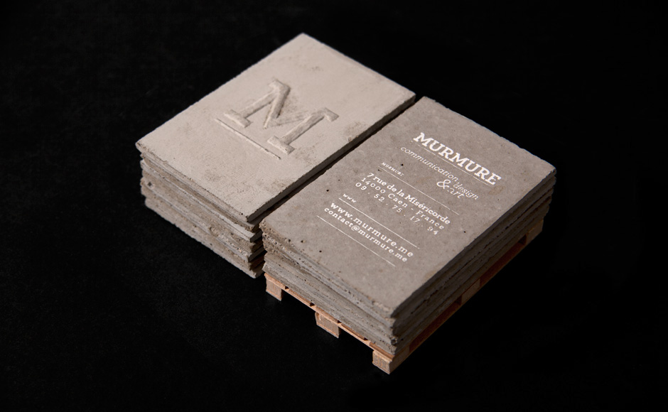 murmure French creative Business Cards concrete screen printing