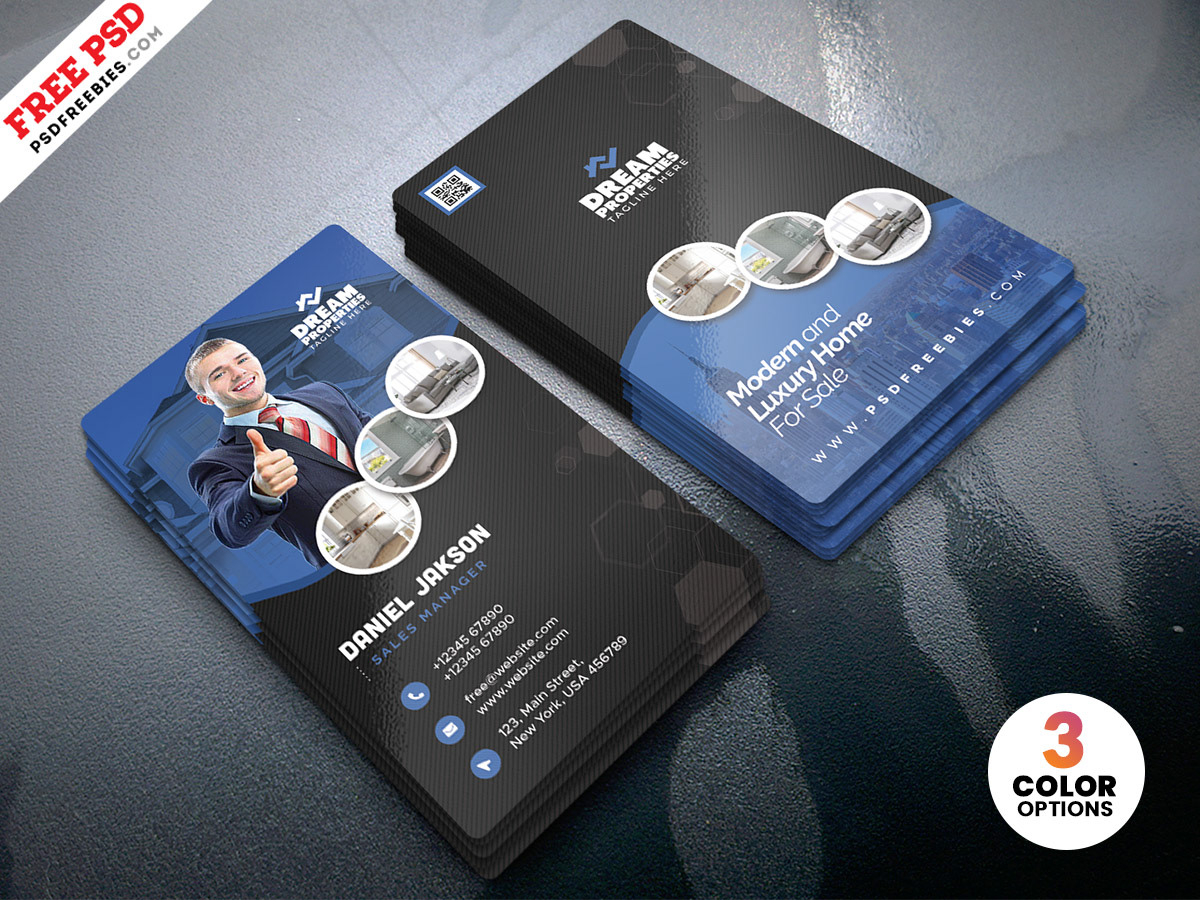 business card card design card template free psd Free Template graphic design  photoshop psd real estate visiting card