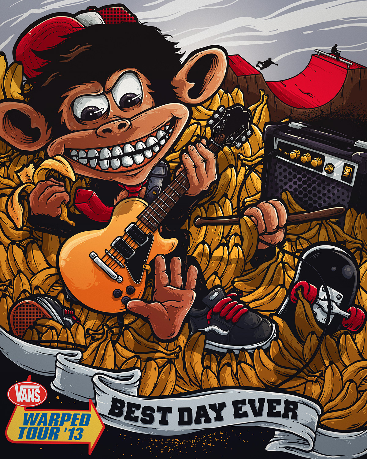 Vans Warped Tour rua awesome Bananas monkey rock skate