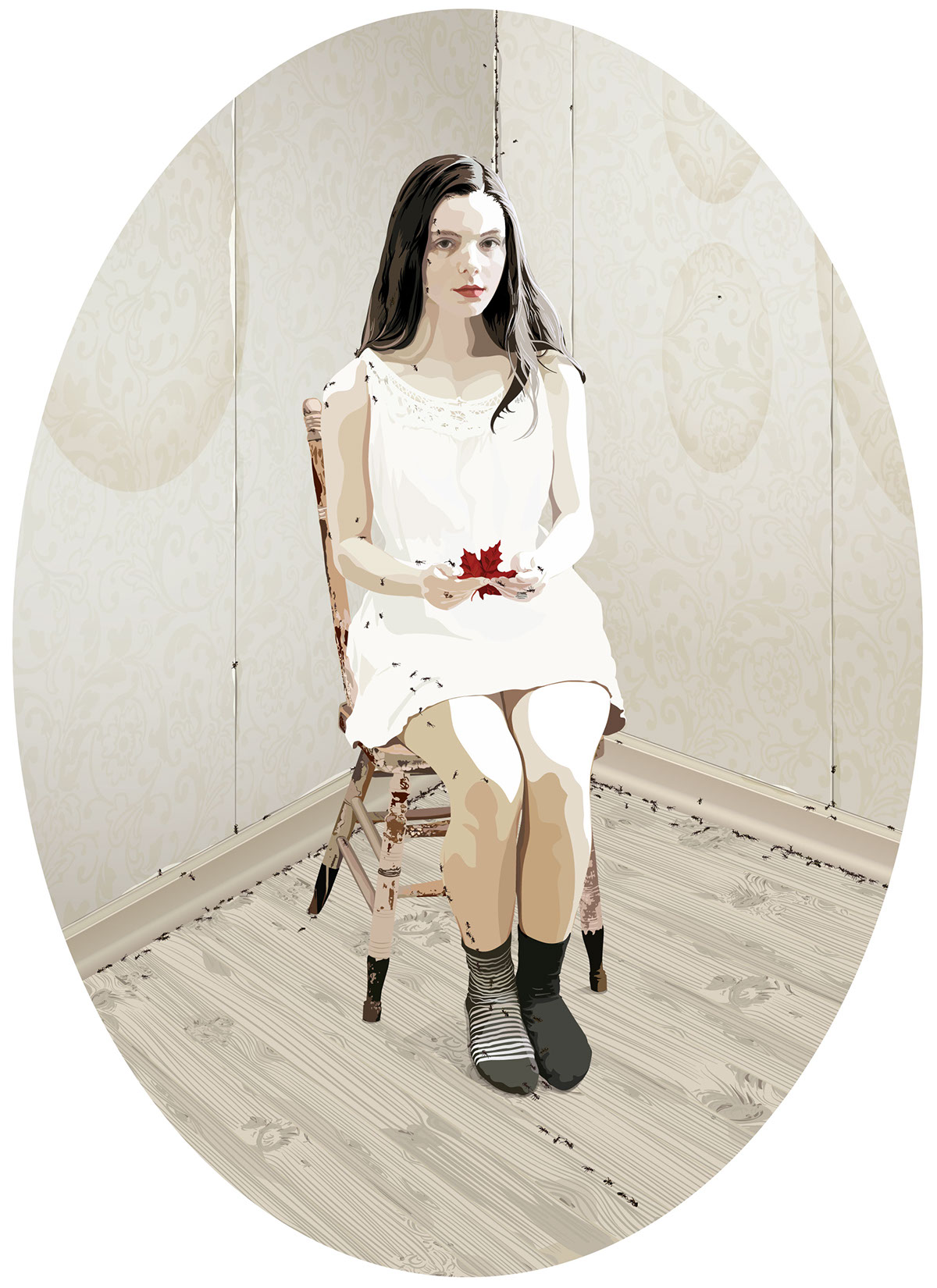 Adobe Portfolio adobe Illustrator haunted Cintiq vector vectors ghost creepy White portrait girl woman figure ants