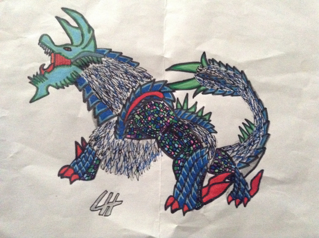 monsterhunterfreedom dragon beast old Drawing  sketch monster hunter Posca pens