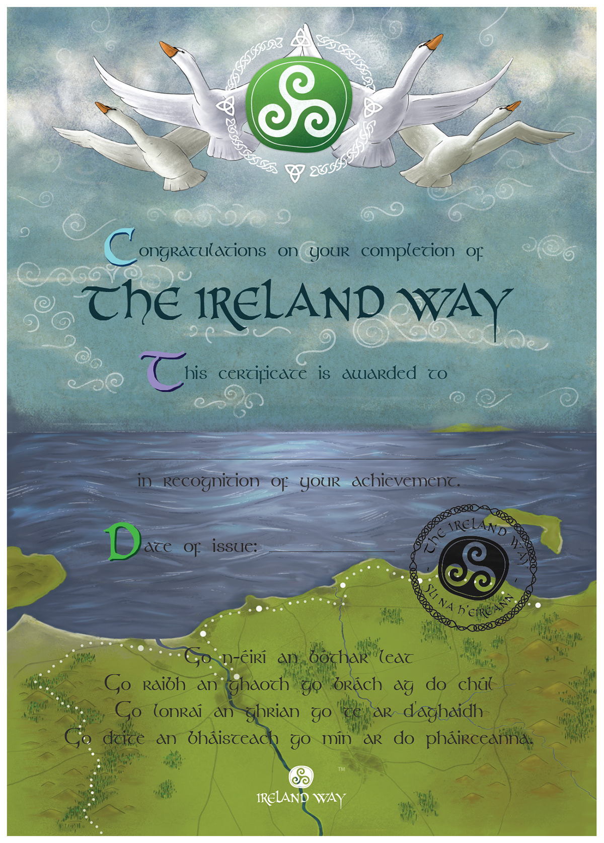 Celtic certificate stamp print trecking digitalpainting ILLUSTRATION 