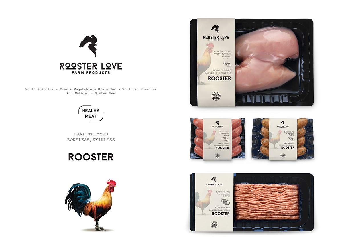 Rooster Love farm products chicken logo