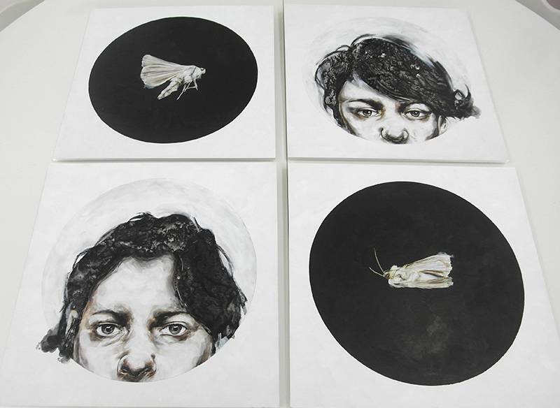 acrylic ink portrait moth