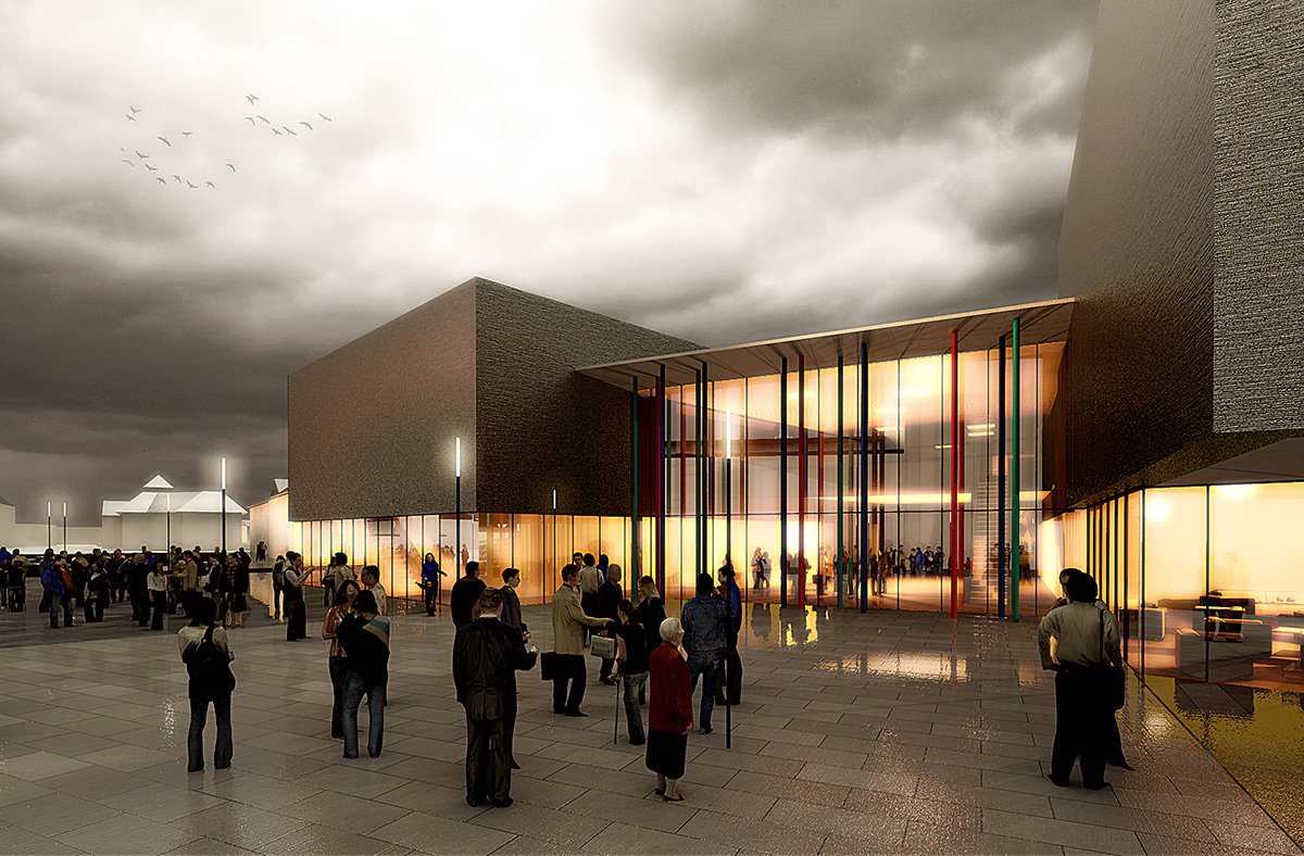 Competition Ireland building Form art community people 3D visualisation Render modern modernism