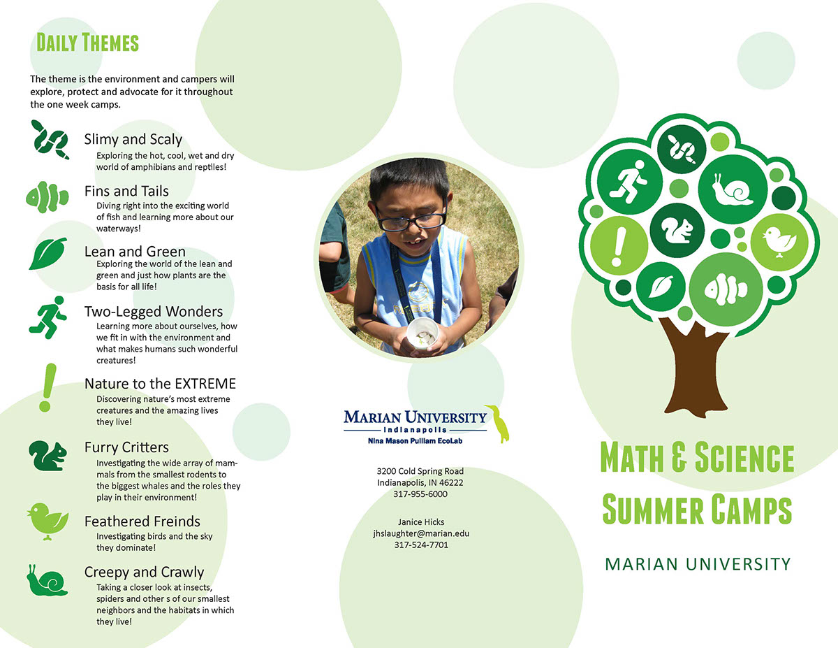 math science summer camp poster brochure marian university Promotional