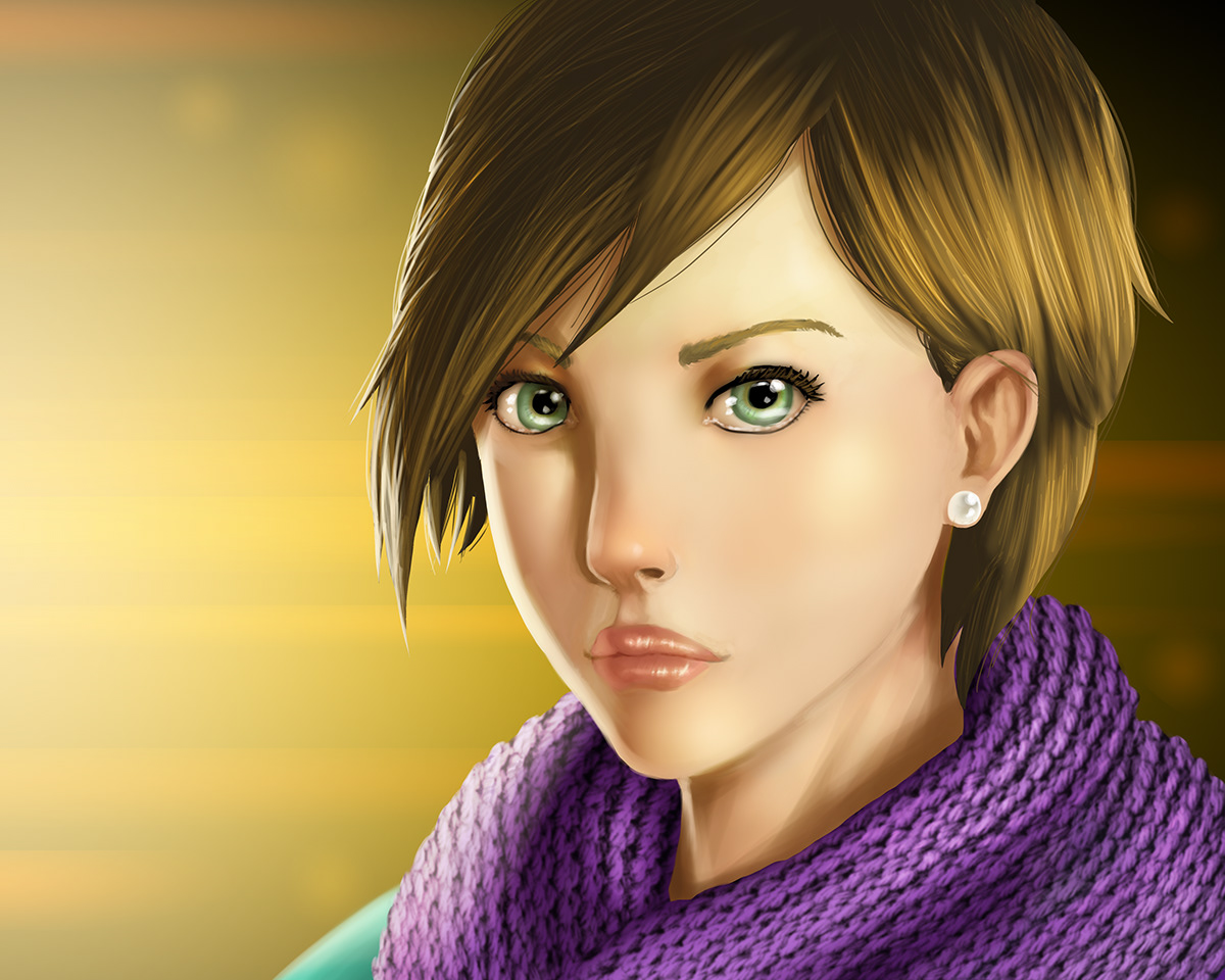 Lady scarf light face portrait