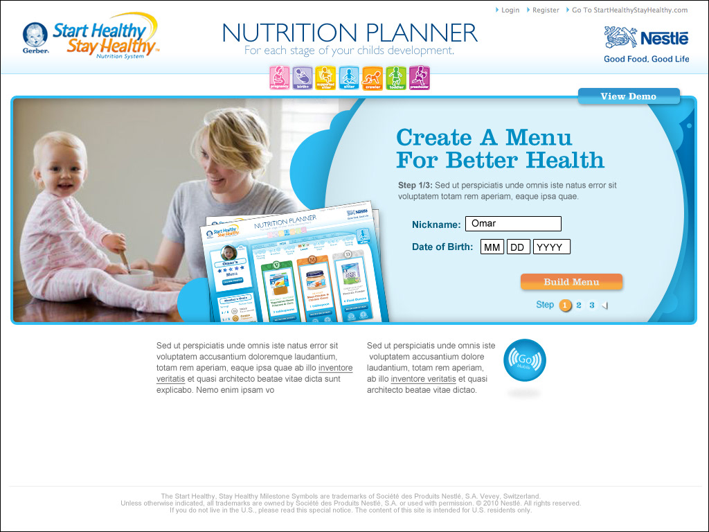gerber nutrition Web pitch