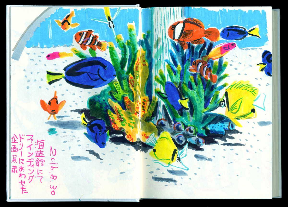 Studio-Takeuma sketch sketchbook ILLUSTRATION  aquarium fish colorful