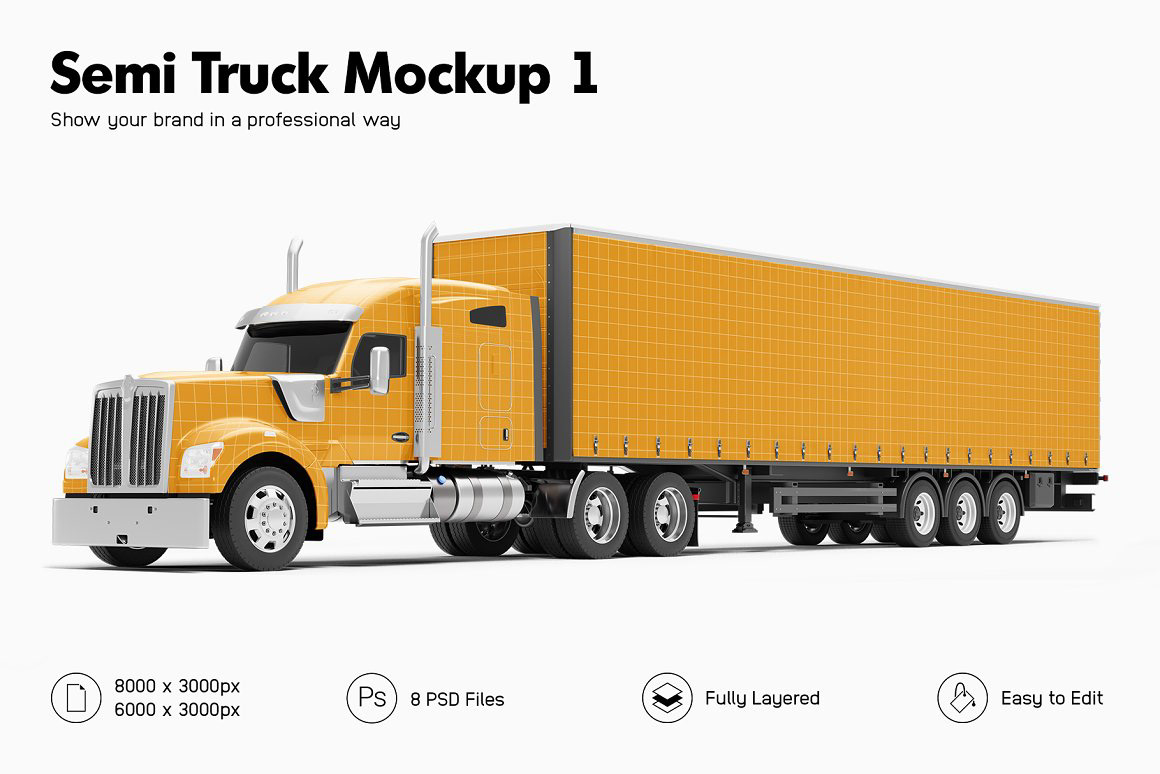 customizable truck mockup semi truck banner wrapping Mockup Vehicle mockup Advertising  Kenworth american truck