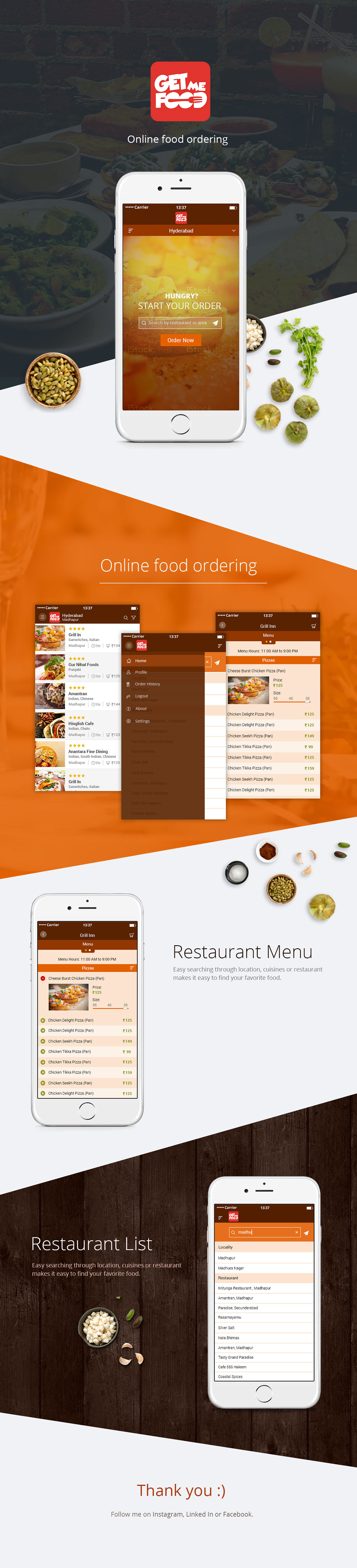 UI ux app design Food 