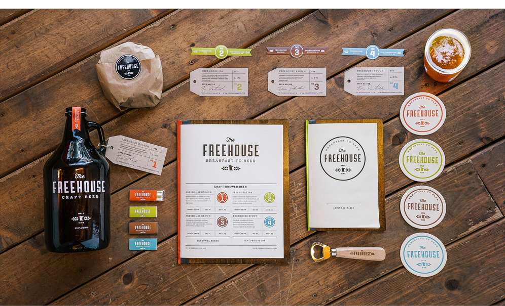 The Freehouse restaurant logo beer growler Food  beverage branding 