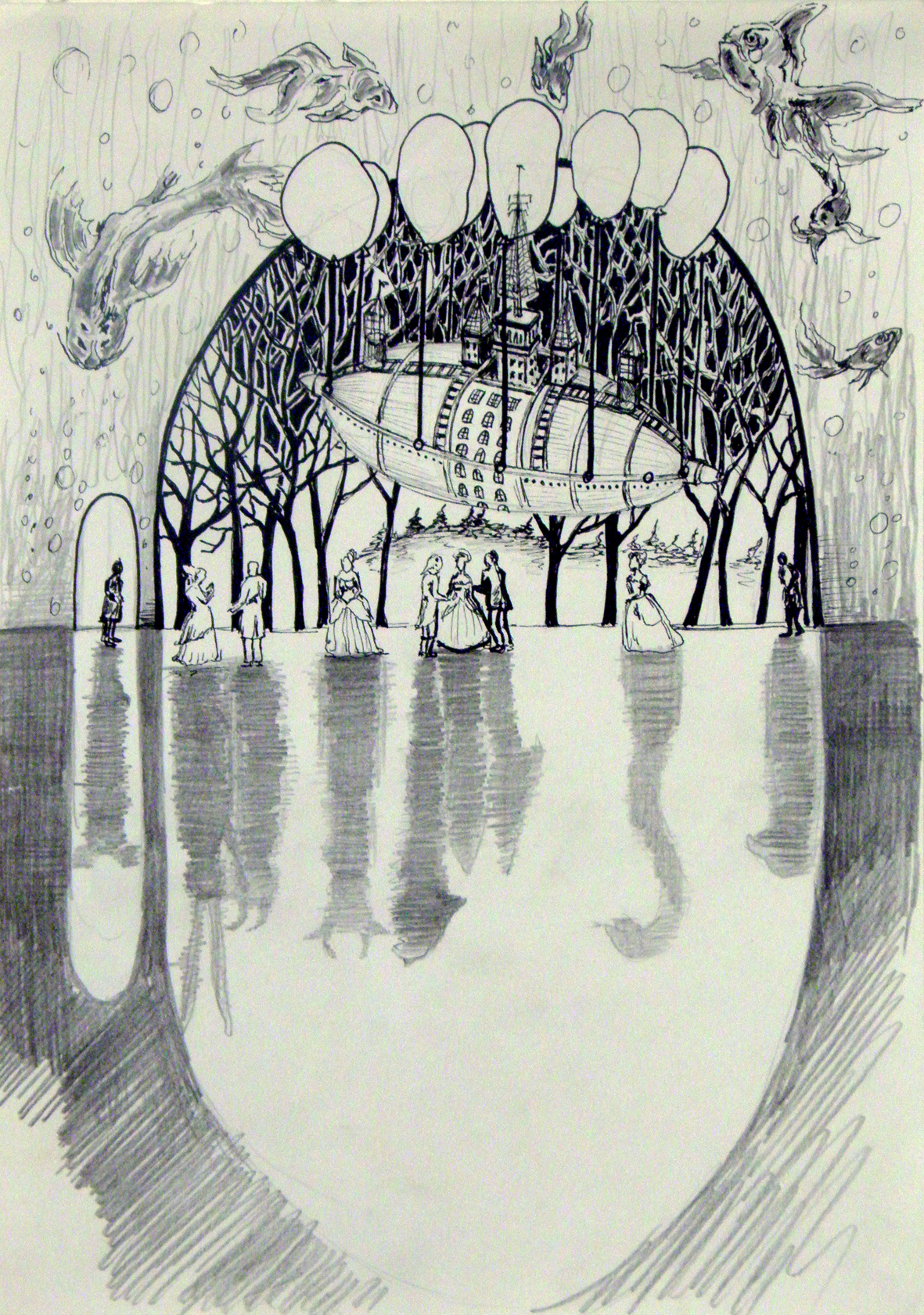 illustrate draw ink pencil monkey Web background paper pen color line story surreal fantasy art