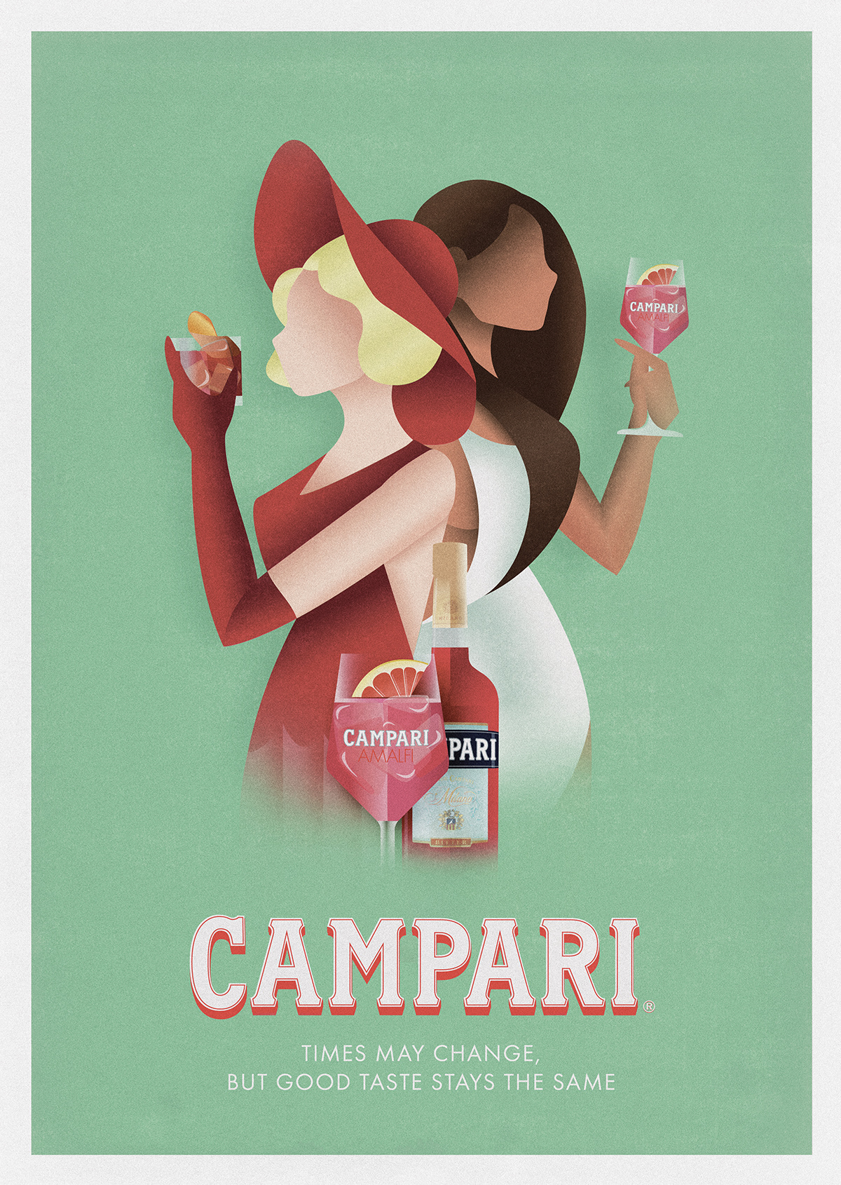 Advertising  art deco artwork billboard Campari Digital Art  digital illustration marketing   poster vector