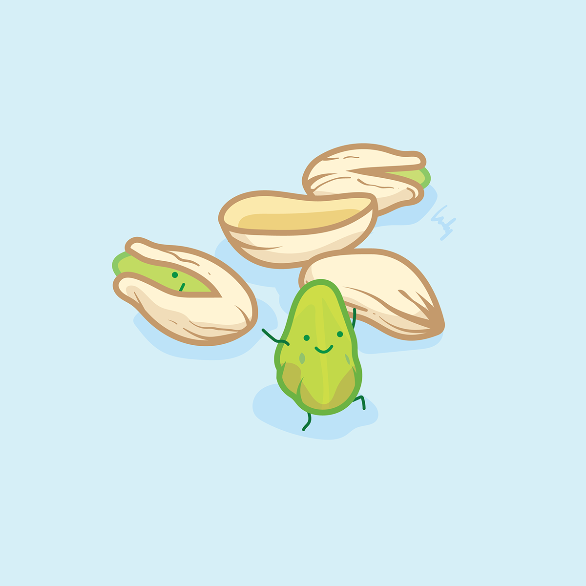 Runaway Food  graphic funny Character pistachio avocado marshmallow Cartoons