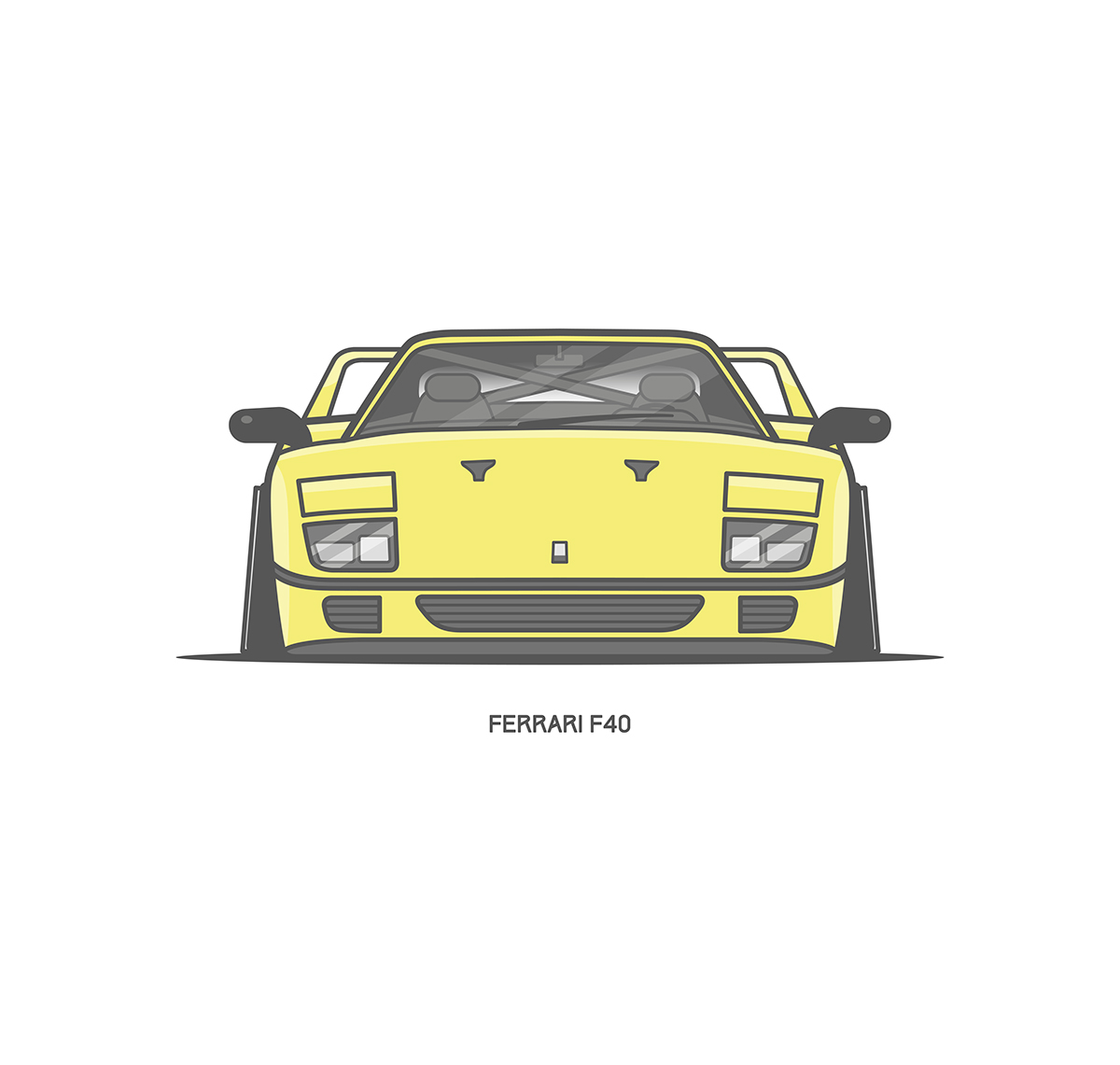 vector lineart Icon yellow automotive   minimal car
