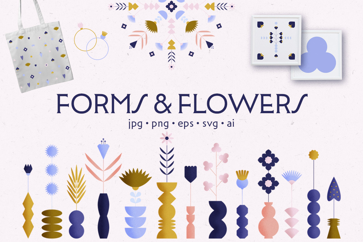 creativemarket vectorart Flowers floral pattern Mandala abstract geometric pattern vases design