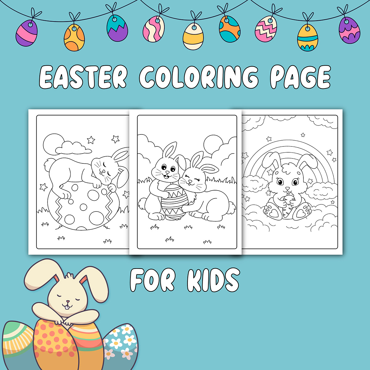 cartoon digital illustration Character design  concept art artwork adobe illustrator Easter kdp easter coloring book easter coloring pages