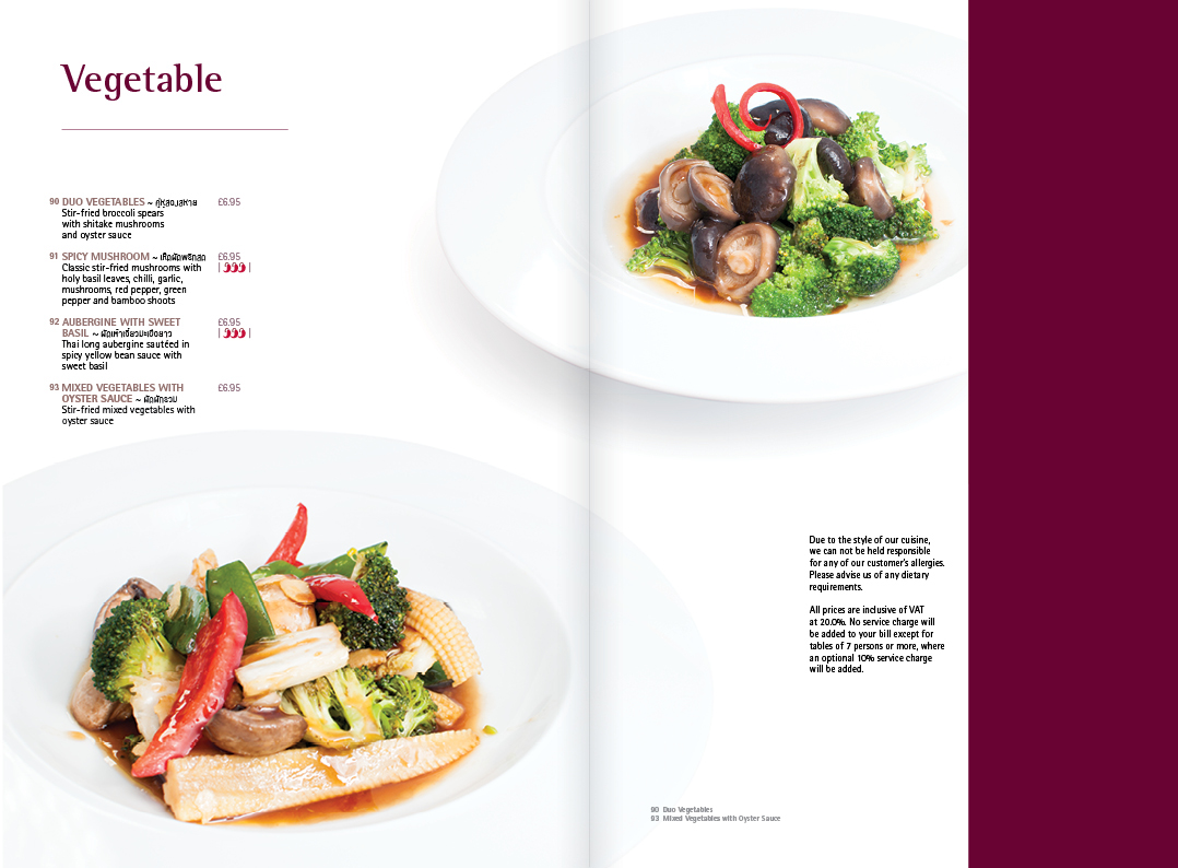 restaurant menu Thai Layout Space and grid food photo Food on white