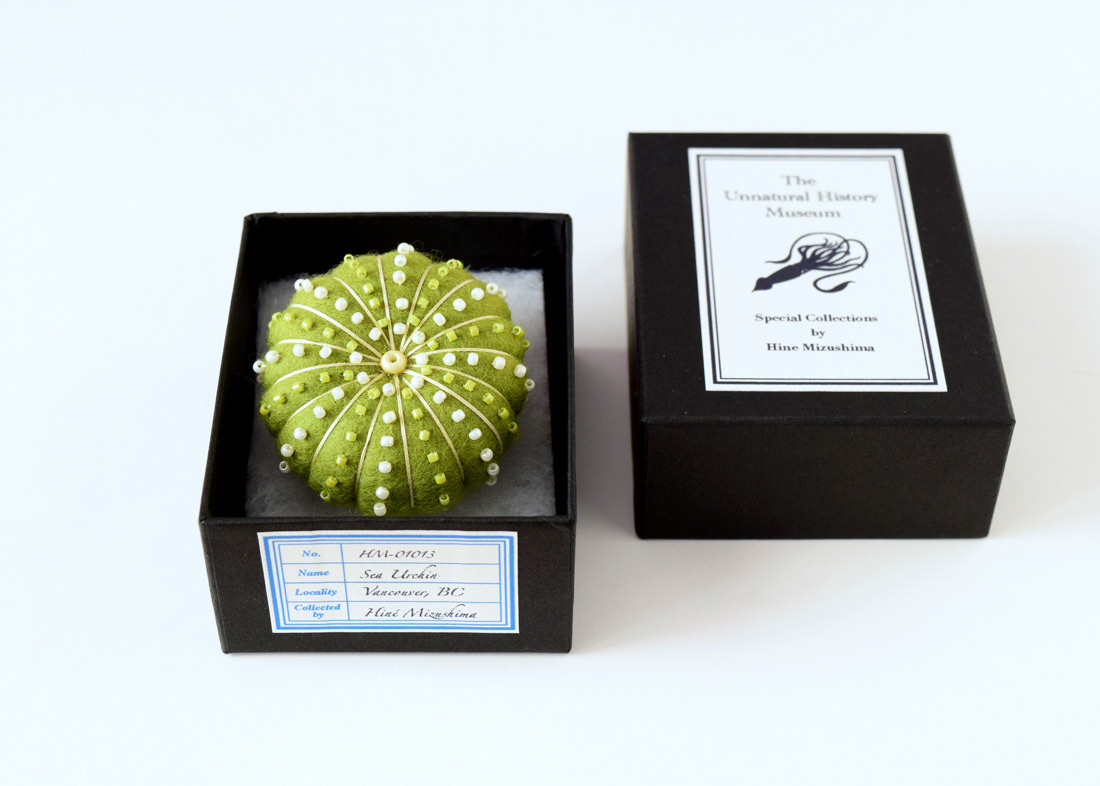 sea urchin felt beads craft handmade brooch pin hine mizushima sea shell specimen