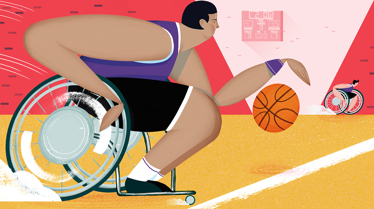 editorial print Mosaic Science disability basketball wheelchair