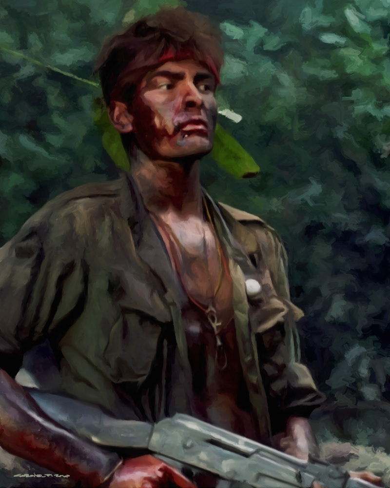 Platoon charlie sheen actor Oliver Stone War vietnam nam Movies portrait large size painting digital painting MyPaint pen tablet
