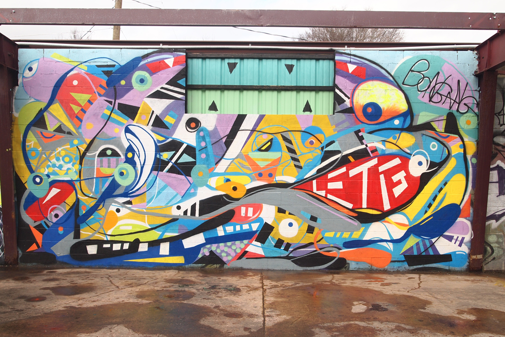 Mural Graffiti Nashville Tennessee colors Let Go bongang characters freehand freestyle